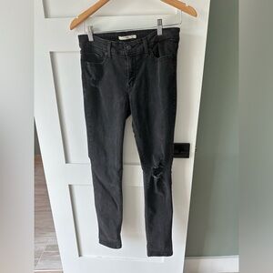 Levi's Women's 711 Mid-Rise Skinny Jeans Stretch Distressed Black Size 29